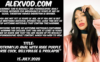 Hotkinkyjo fuck her ass with huge horse dildo & belly bulge