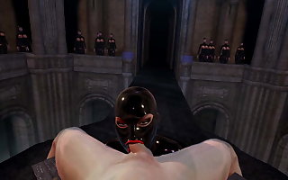 3D VR SFM Bondage Latex Mistress Nearby Huge Bowels Sucks off Slave