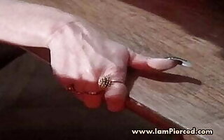 Pierced granny with pussy piercings having ass filled