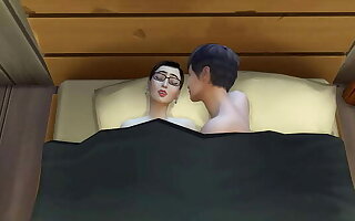 Japanese step mom and step son share the same bed on vacation in Spain - Asian stepson leaves his stepmother pregnant after he fucks her