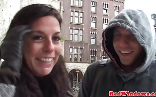 Euro hooker pussylicked in front jerking trio
