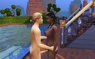 Dad Forces His Black Step Daughter Nearly Intrigue b passion In The Swimming Pool outdoor